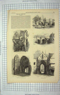 Old Antique Print 1868 Norwich Bishop'S Bridge Erpingham Gate Ferry House 19th
