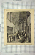 Original Old Antique Print 1868 National Exhibition Art Lees Mediaeval Musuem