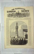 Original Old Antique Print 1865 Berkshire Monument Prince Consort Abingdon 19th