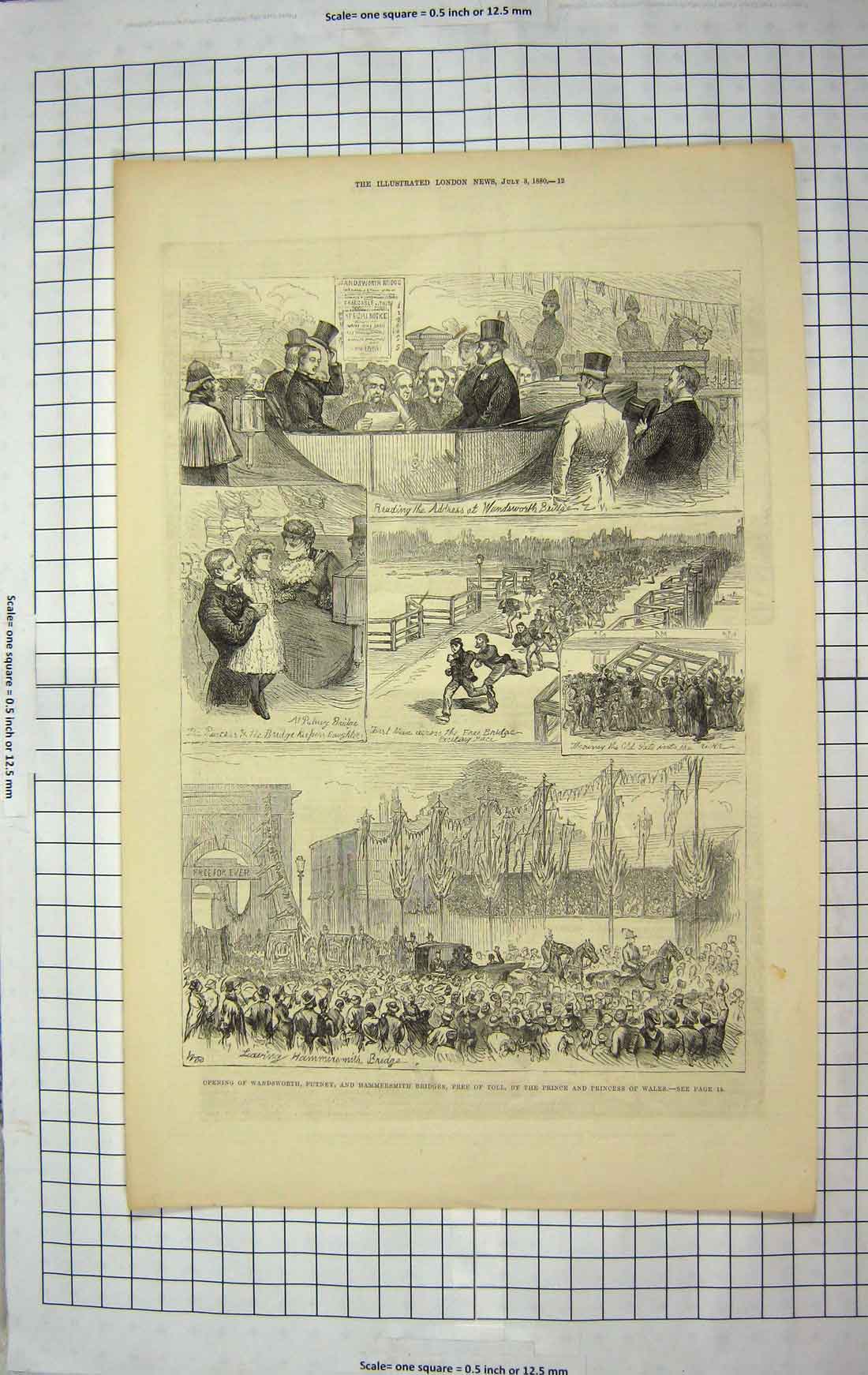 Original Old Antique Print 1880 Wandsworth Putney Hammersmith Princess Wales