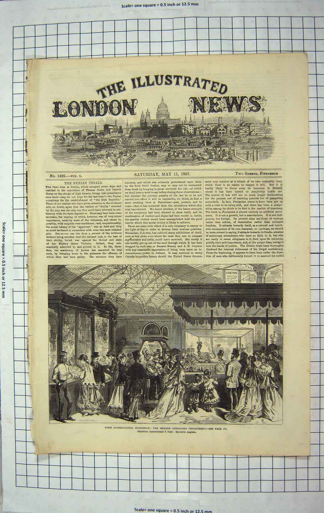 Old Antique Print 1867 Paris International Exhibition English Jewellery 19th