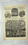 Original Old Antique Print 1867 Synagogue Jews Walworth Borough Simons Church
