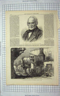 Original Old Antique Print 1867 Lawrence Sergeant-Surgeon Earthquake Mitylene
