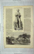 Antique Print *3710 1867 Statue Cobden Manchester Horse Races Cannes France
