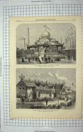 Old Antique Print 1867 Paris Universal Exhibition Russian Stables Emperor 19th
