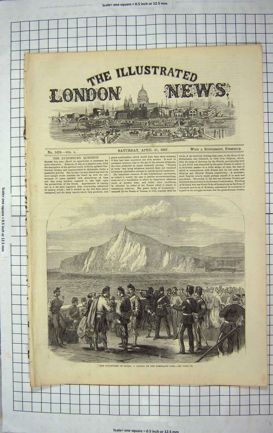 Original Old Antique Print 1867 Admiralty Pier Siers Volunteers Dover England