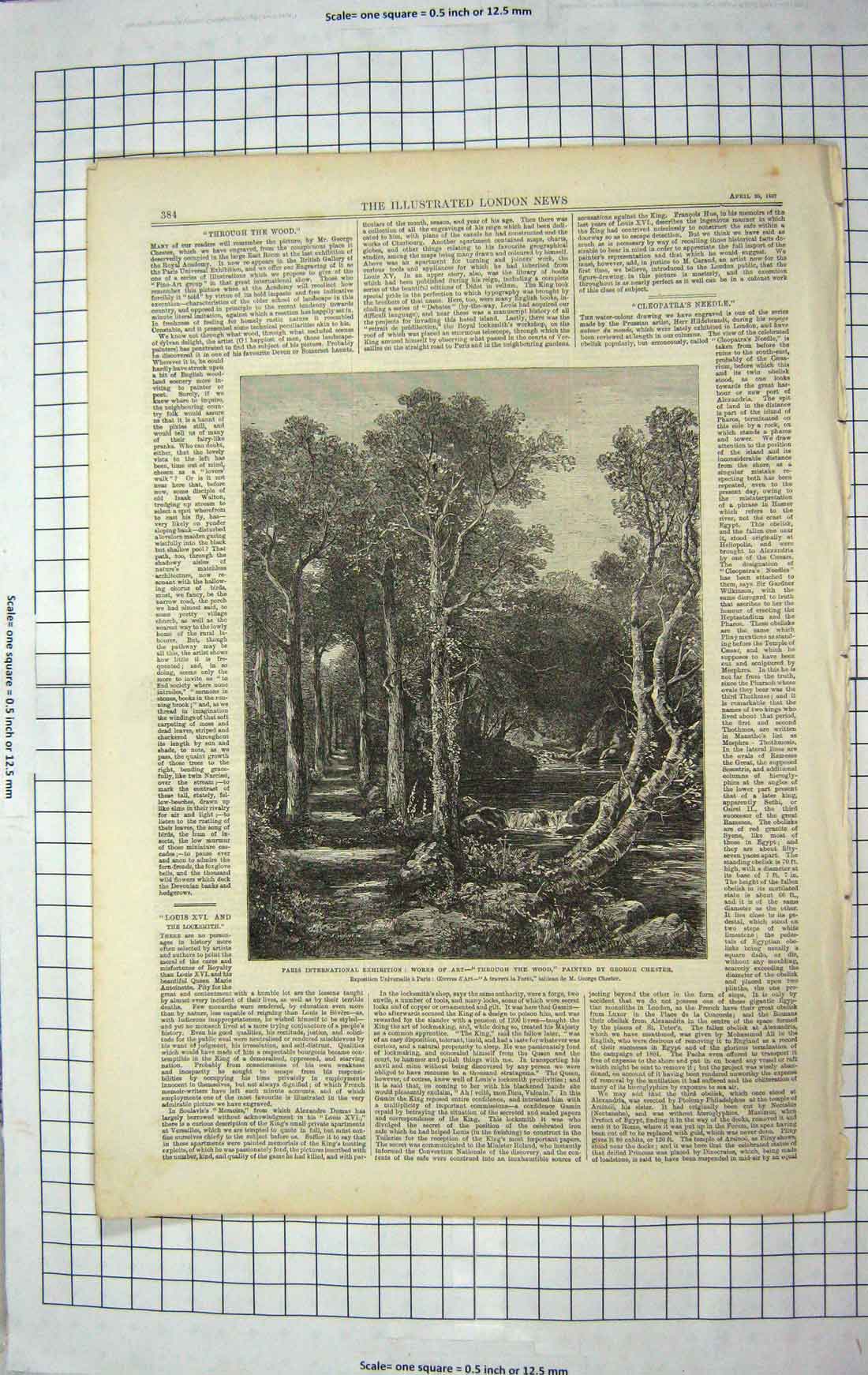 Original Old Antique Print 1867 Paris Art Exhibition Wood Trees George Chester
