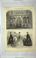 Original Old Antique Print 1867 St. John'S Church Somersetshire Paris Fashion
