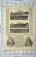 Old Antique Print 1867 Philip'S Church Grahamstown Abbey Fontervault Tomb 19th
