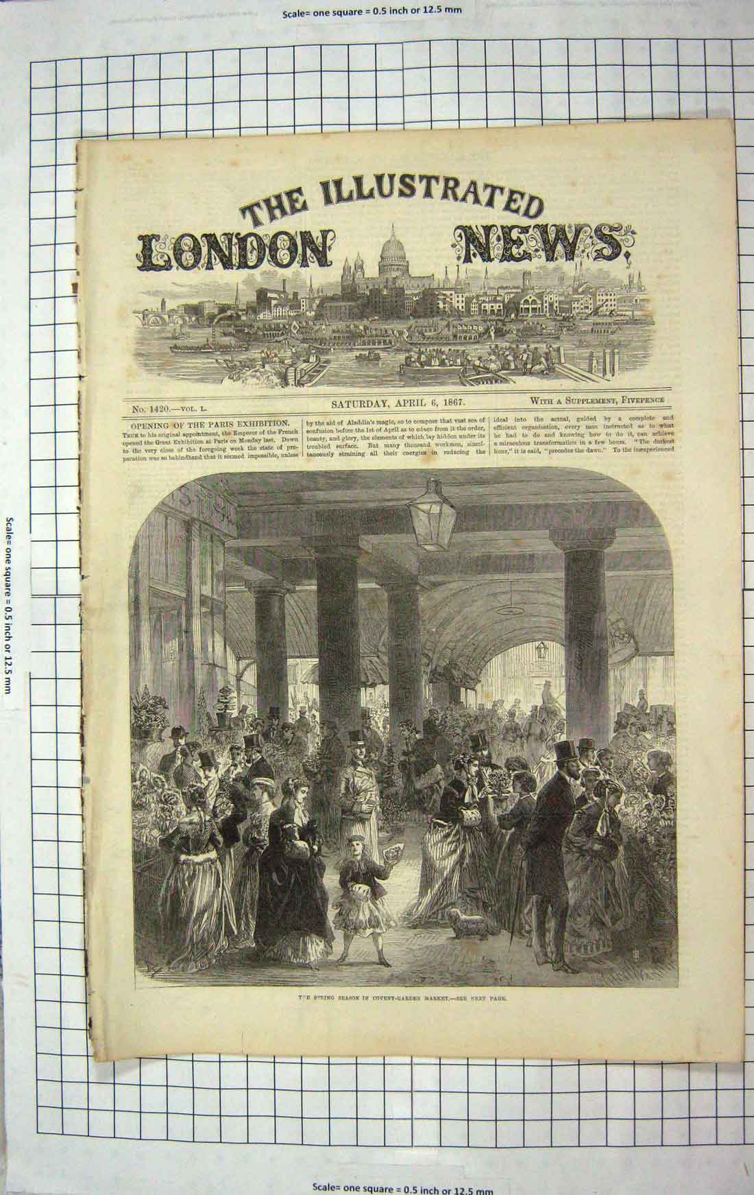 Original Old Antique Print 1867 Spring Season Covent Garden Market London 19th