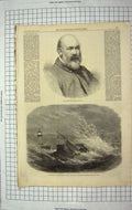 Old Antique Print 1867 John Phillip Wreck Fishing Smack Ramsgate Harbour 19th