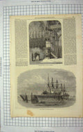 Antique Old Print *3712 1867 Pulpit Lincoln Cathedral Floating Dock Rangoon
