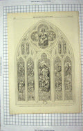 Old Antique Print 1867 Stained Glass Window Sidmouth Church Devon Queen 19th