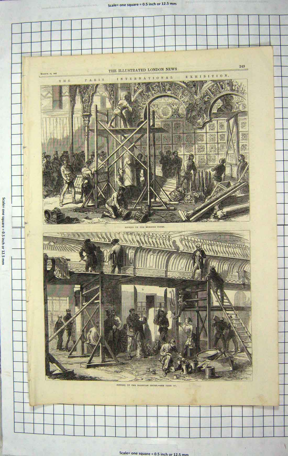 Original Old Antique Print 1867 Paris International Exhibition Morocco Egyptian