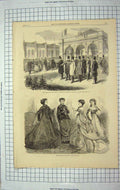 Old Antique Print 1867 Emperor French Exhibition Building Paris Fashion 19th