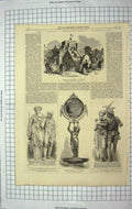 Old Antique Print 1867 Paris Exhibition Temple Xochicalco Statu Penelope 19th