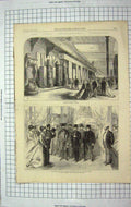 Original Old Antique Print 1867 Paris Exhibition Prince Wales British Section