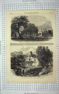 Original Old Antique Print 1867 Richard Steele Cottage Haverstock Agra India