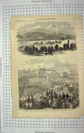 Old Antique Print 1867 Horses Racecourse Pekin King Hungary Pesth Joseph 19th