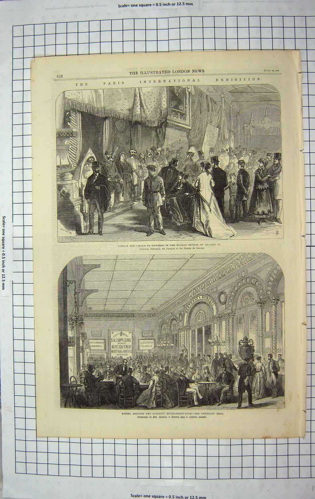Original Old Antique Print 1867 Cossacks Costumes Russia Paris Bertram Roberts