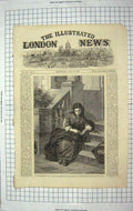 Original Old Antique Print 1867 Flower Girl Basket Seller Steps Lucas Fine Art