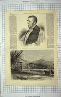 Old Antique Print 1867 Rev. Claughton Bishop Rochester Railway Bridge Kew 19th