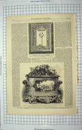 Old Antique Print 1867 Flower Vase Porcelain Ormoulu Henry Tennant Gray'S 19th