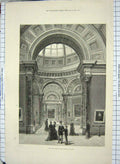 Old Antique Print 1876 New Rooms National Gallery Art Paintings Fine Art 19th