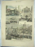 Original Old Antique Print 1879 Colour Prince Wales Norwich Ethelbert Gate 19th