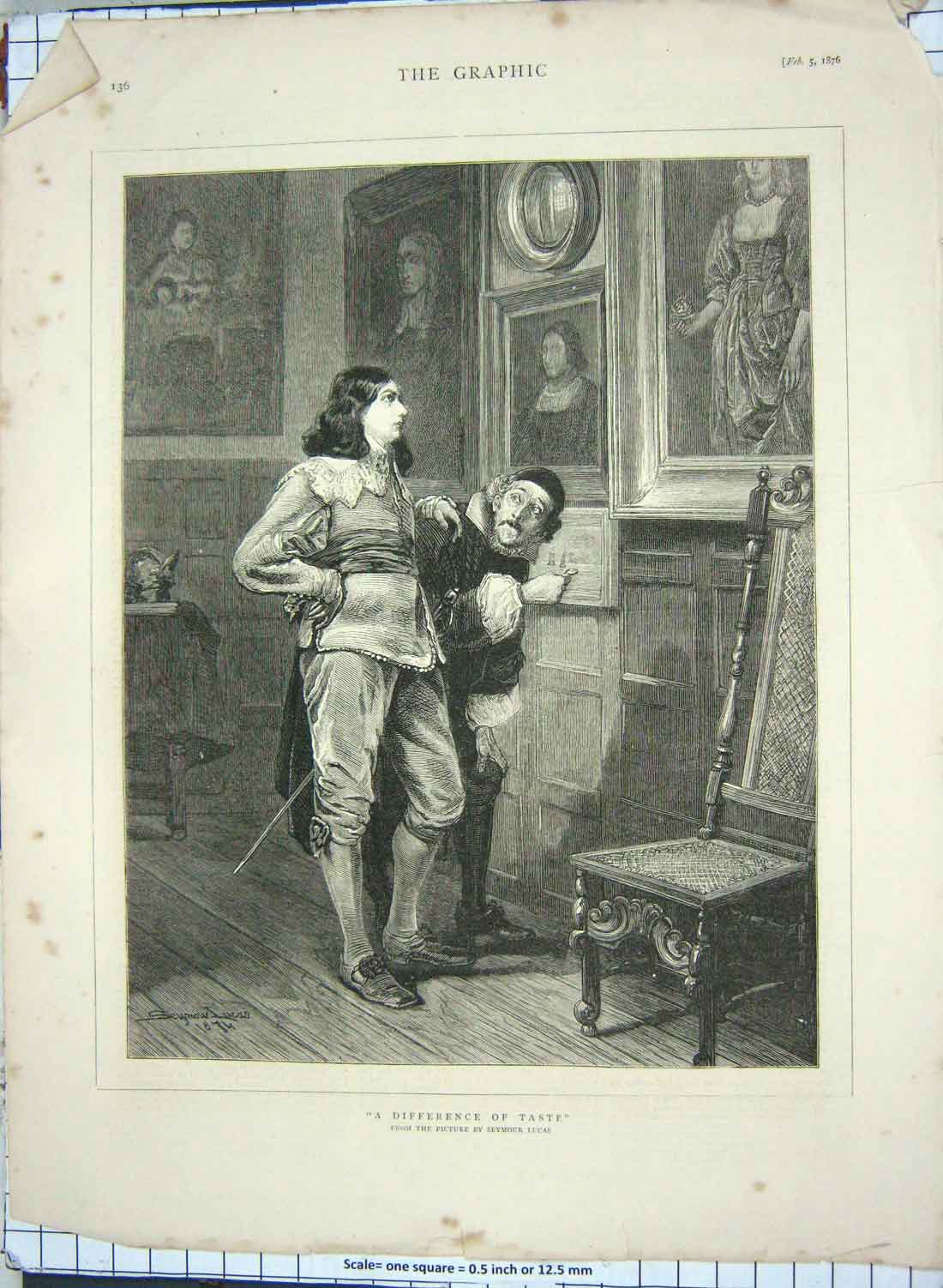 Old Antique Print 1876 Seymour Lucas Fine Art Men Art Paintings Pictures 19th