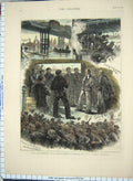 Original Old Antique Print 1875 University Boat Race Hammersmith Bridge Sport