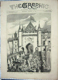 Antique Old Print Ref.932 1875 Queen Sheffield Triumphal Arch Duke Norfolk