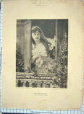 Original Old Antique Print 1895 Beautiful Lady Balcony Carl Becker Fine Art