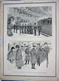 Original Old Antique Print 1892 Paddington Railway Station Windsor Sandringham