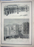 Old Antique Print 1892 Naval Guard Honour Procession Henry Gate Windsor 19th