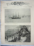 Original Old Antique Print 1894 Sevastopol War Ship Pamiat Merkuriya Czar Yalta