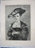 Original Old Antique Print Portrait Spanish Hat Lady Chapeau De Paille 20th