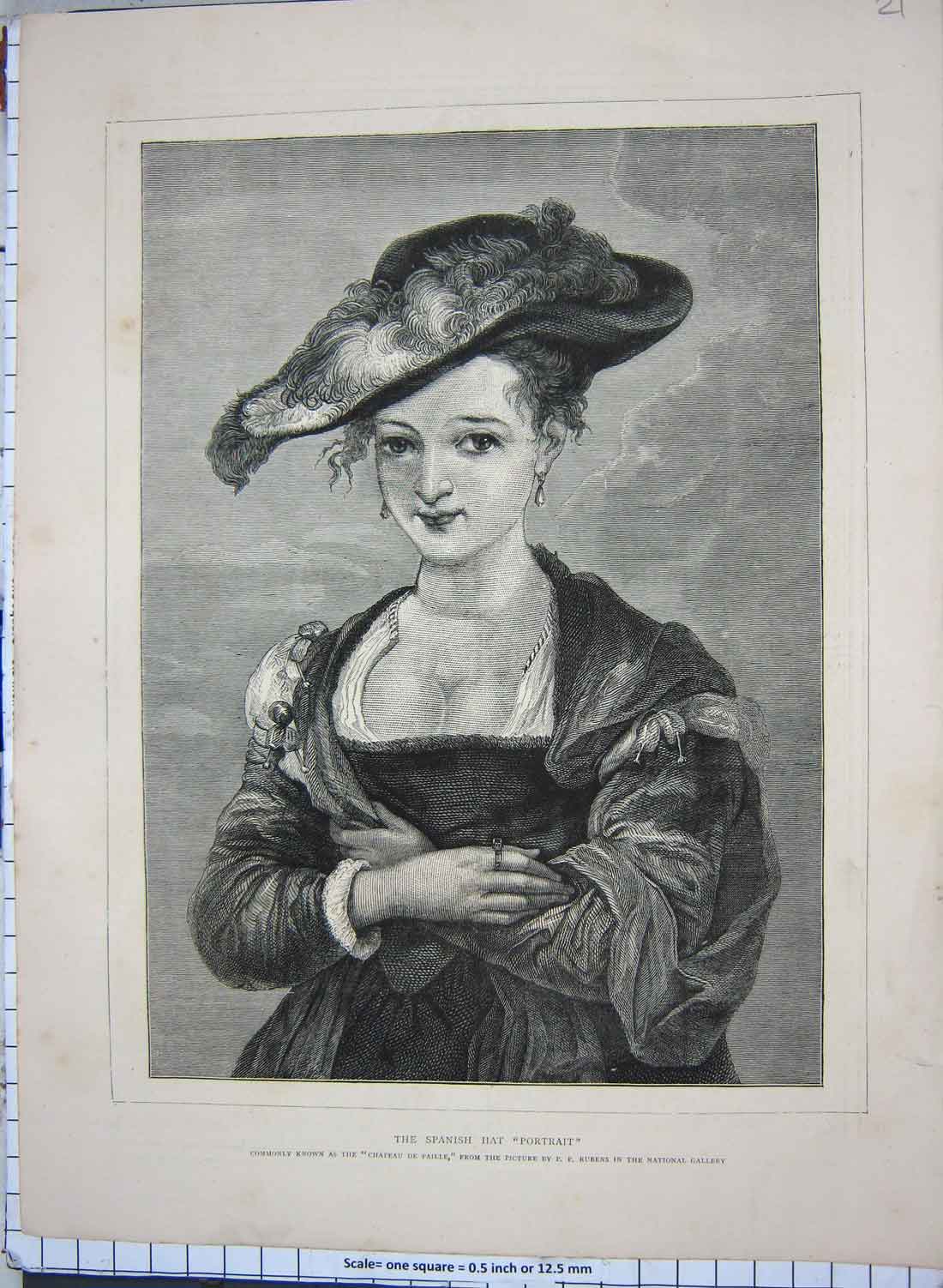 Original Old Antique Print Portrait Spanish Hat Lady Chapeau De Paille 20th