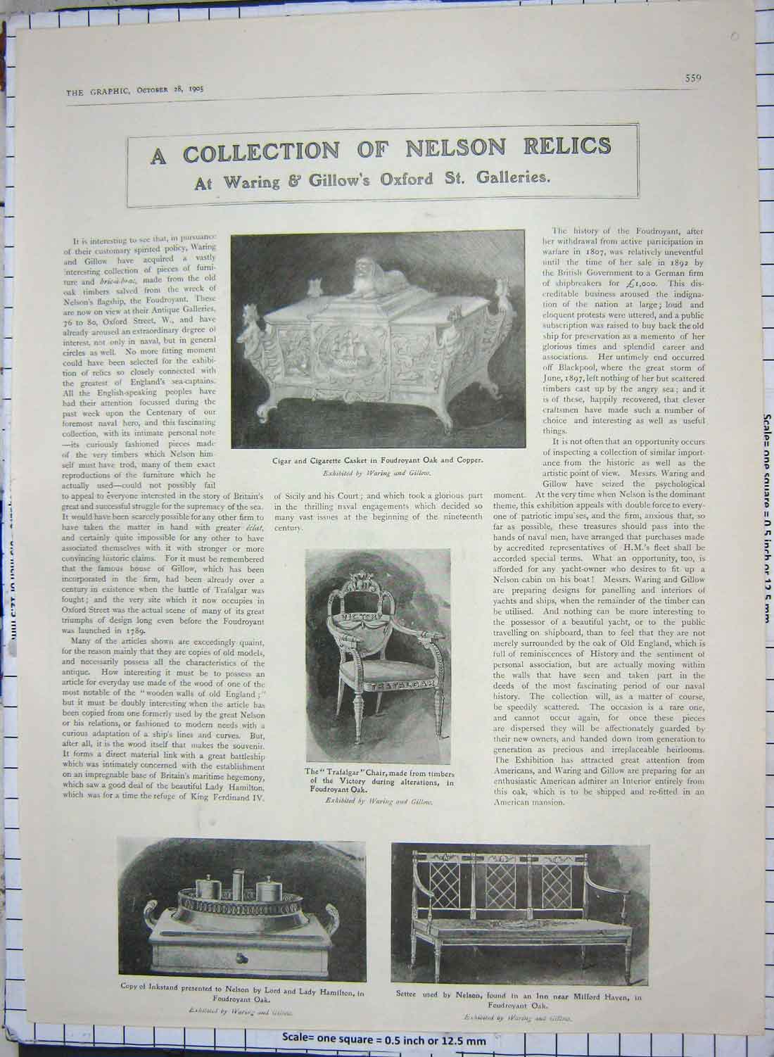 Original Old Antique Print 1905 Nelson Relics Ventnor Advertisment Mappin Webb
