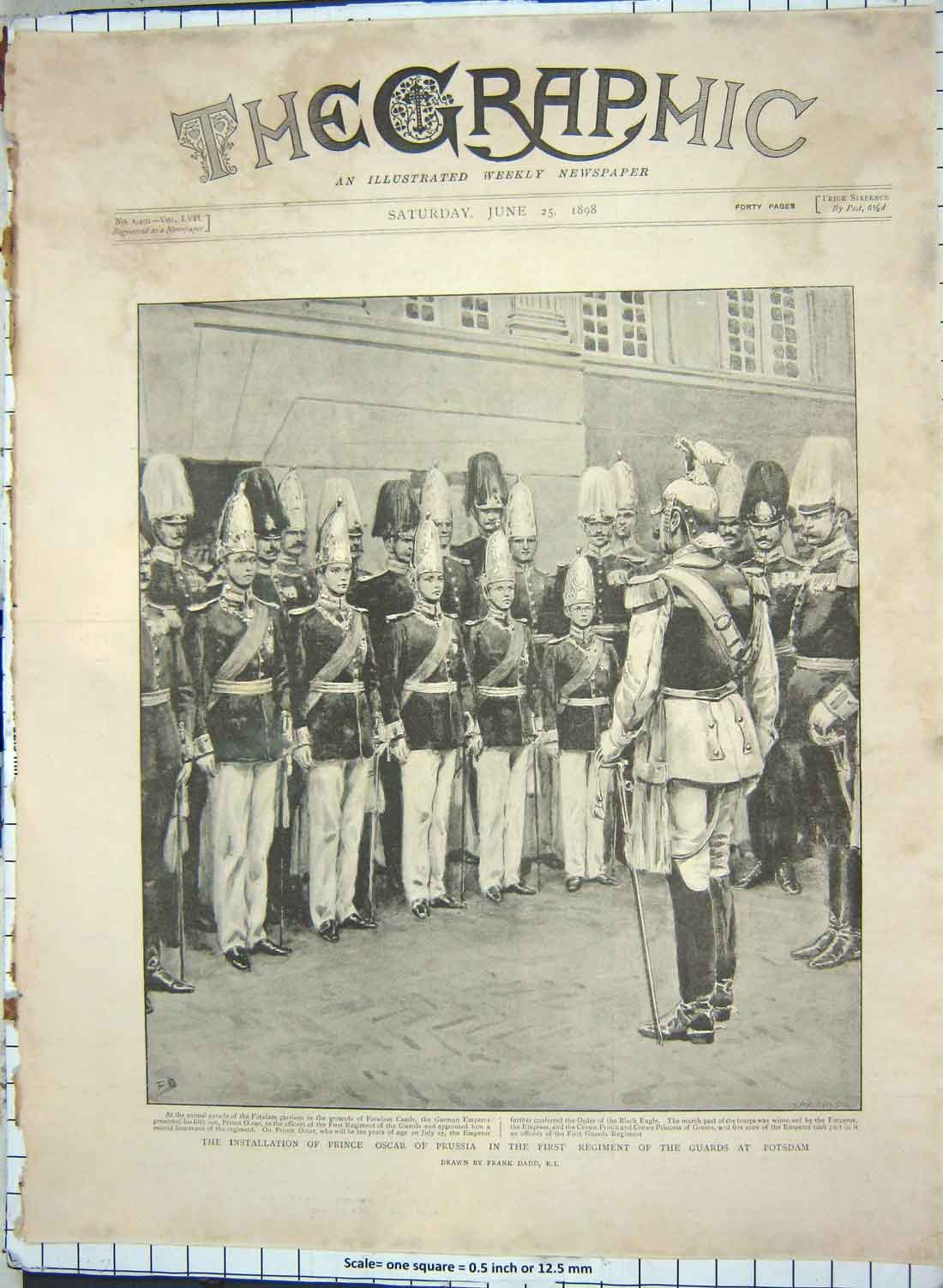 Antique Old Print 1898 Prince Oscar Prussia Potsdam Ship Albion Blackwall 19th