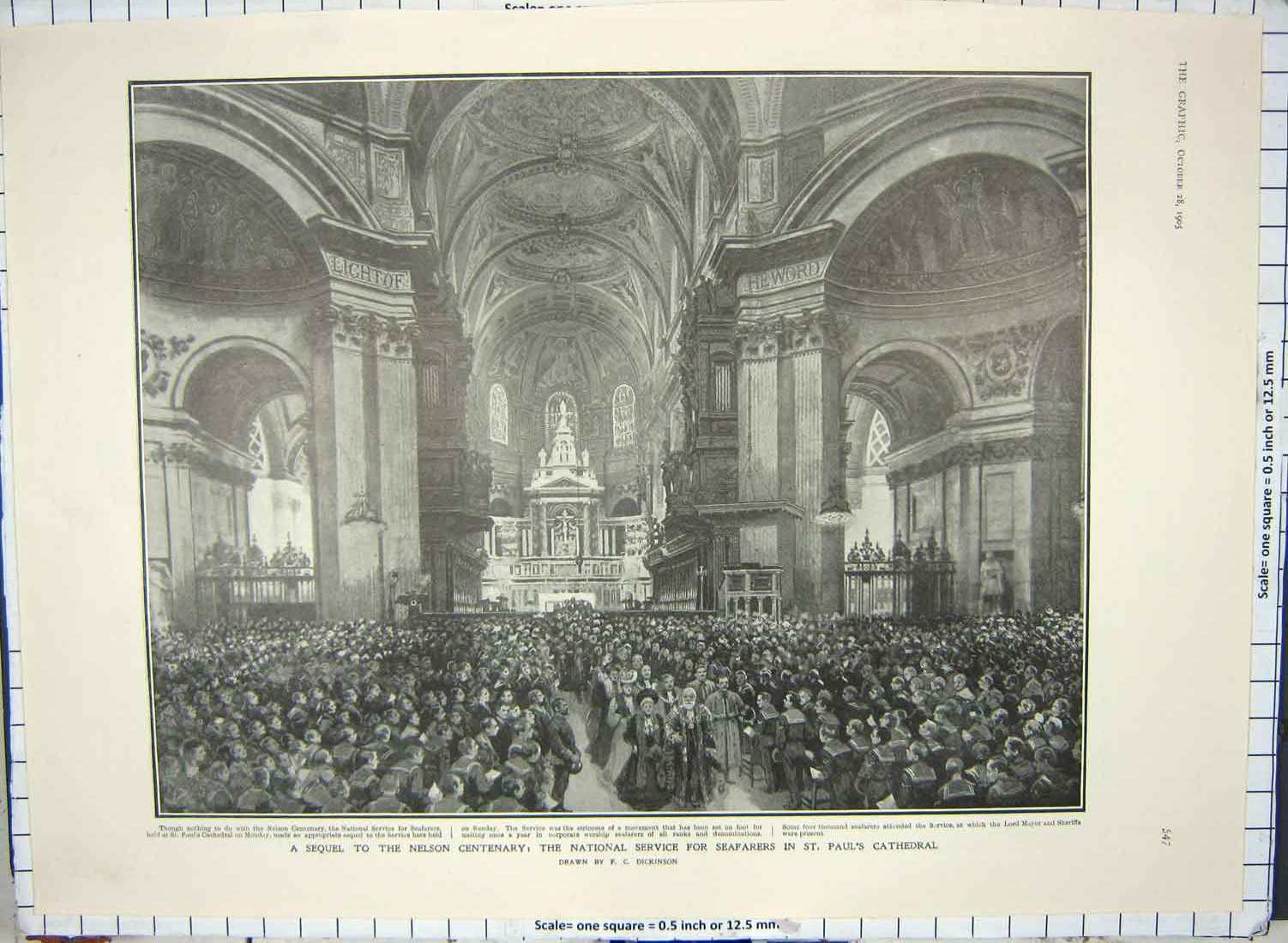 Original Old Antique Print 1905 Nelson Seafarer'S Paul'S Cathedral Submarine