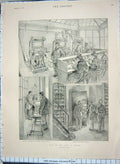 Old Antique Print 1898 Bank France Bullion Queen Kensington Kew Palace 19th