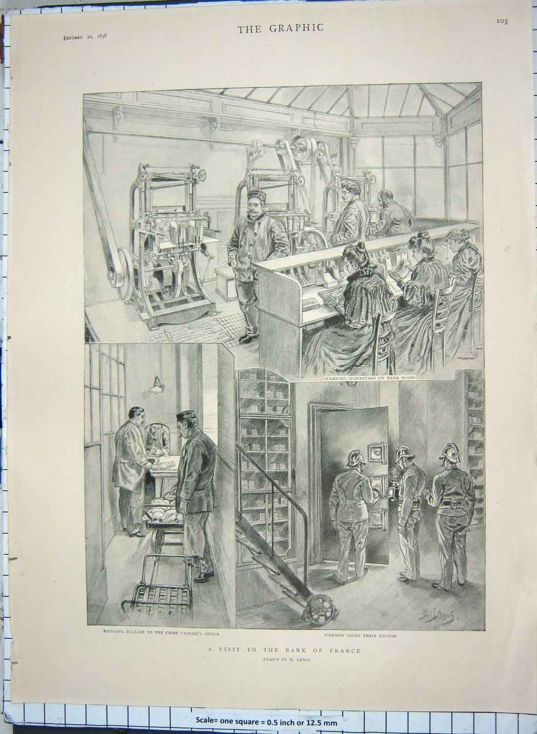 Old Antique Print 1898 Bank France Bullion Queen Kensington Kew Palace 19th