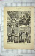 Old Antique Print 1877 Princess Louise Carlisle Victoria Hall Irish Gate 19th