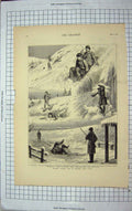 Old Antique Print 1877 Military Winter Life Halifax Nova Scotia Damaged 19th