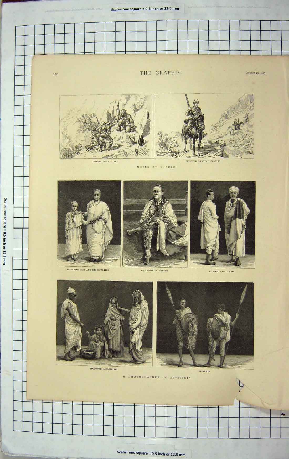 Original Old Antique Print 1885 Abyssinia Suakim Priest Deacon GMassowah 19th