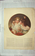 Old Antique Print Colour Portrait Calmady Children Little Girl Lawrence