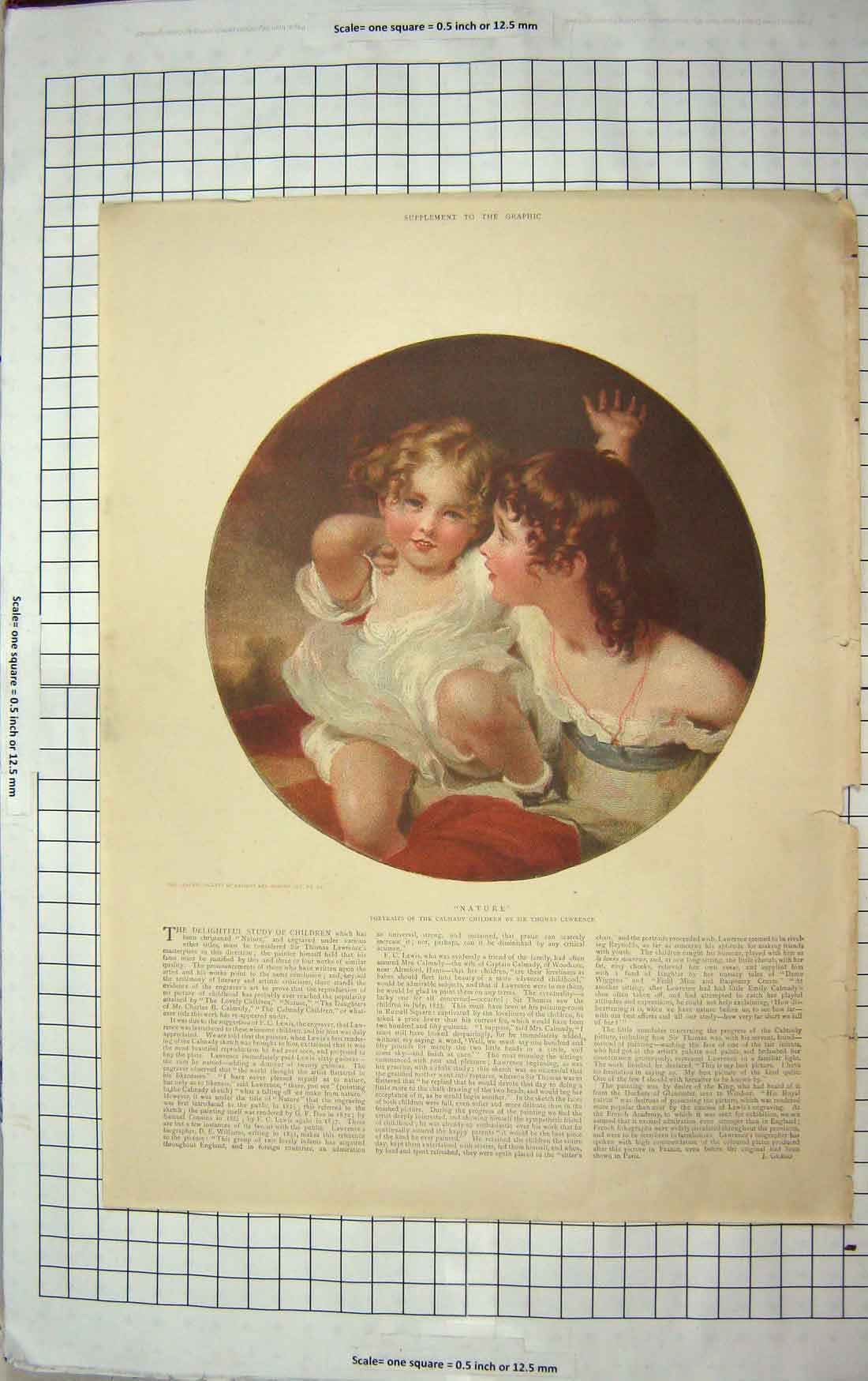 Old Antique Print Colour Portrait Calmady Children Little Girl Lawrence