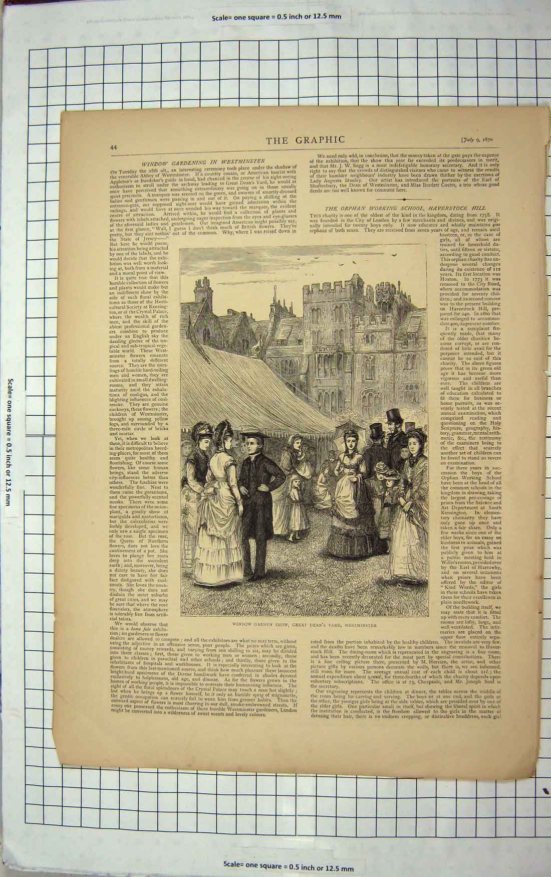 Antique Old Print *3719 1870 Window Garden Show Great Dean'S Yard Westminster
