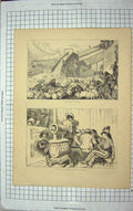 Antique Old Print *3720 1870 Pig Driving Cincinnati River Steamer Boat Games